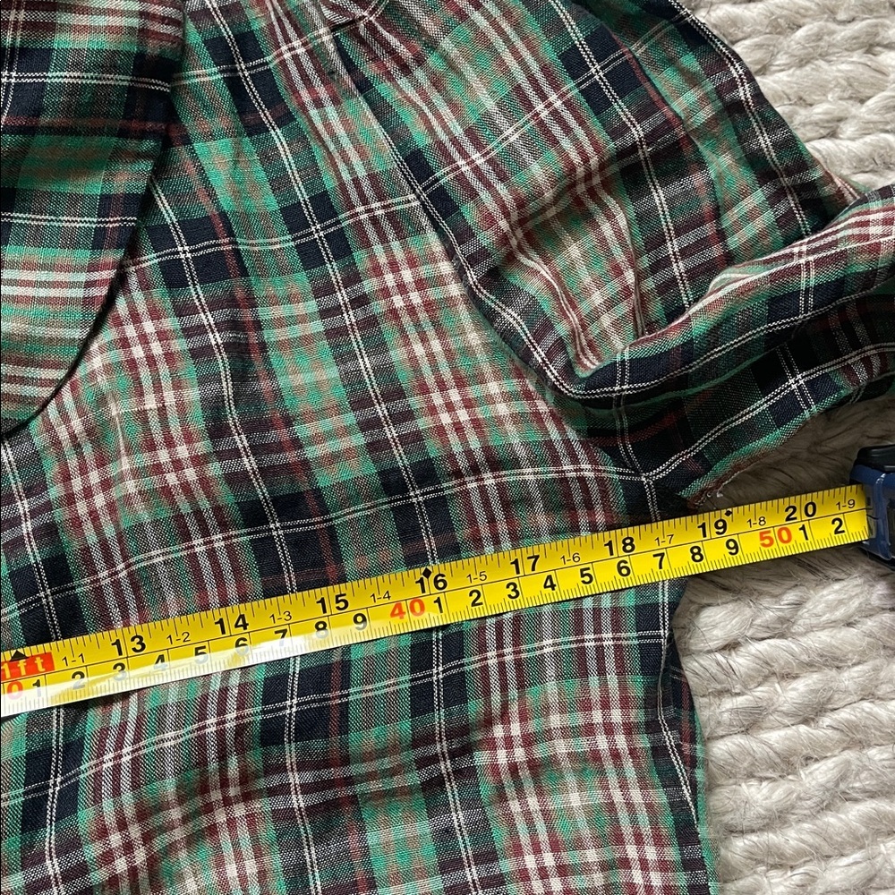 Vintage Green Plaid Peter Pan Collar Blouse Romantic Cottagecore Top Twee Indie - Picture 10 of 12